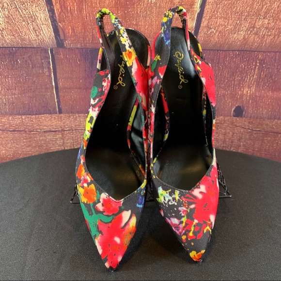 QUPID Floral Pointy Toe Slingback Pumps, NWOT - Picture 10 of 14